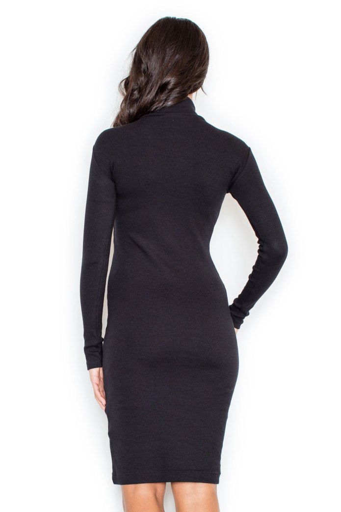 Sukienka Midi -Ołówkowa Z Długim Rękawem - czarna